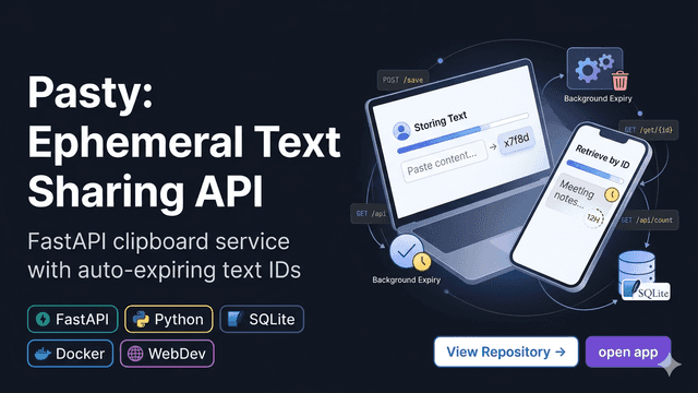 Pasty: Ephemeral Text Sharing API thumbnail